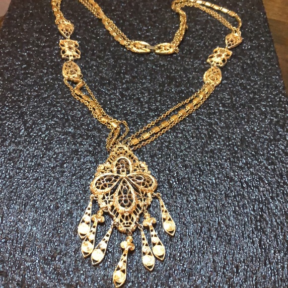 Monet Vintage Filigree Multi Chain Statement Necklace - Picture 4 of 16
